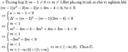 Tìm giá trị m sao cho bất phương trình không có nghiệm, kèm theo bài tập và giải pháp chi tiết